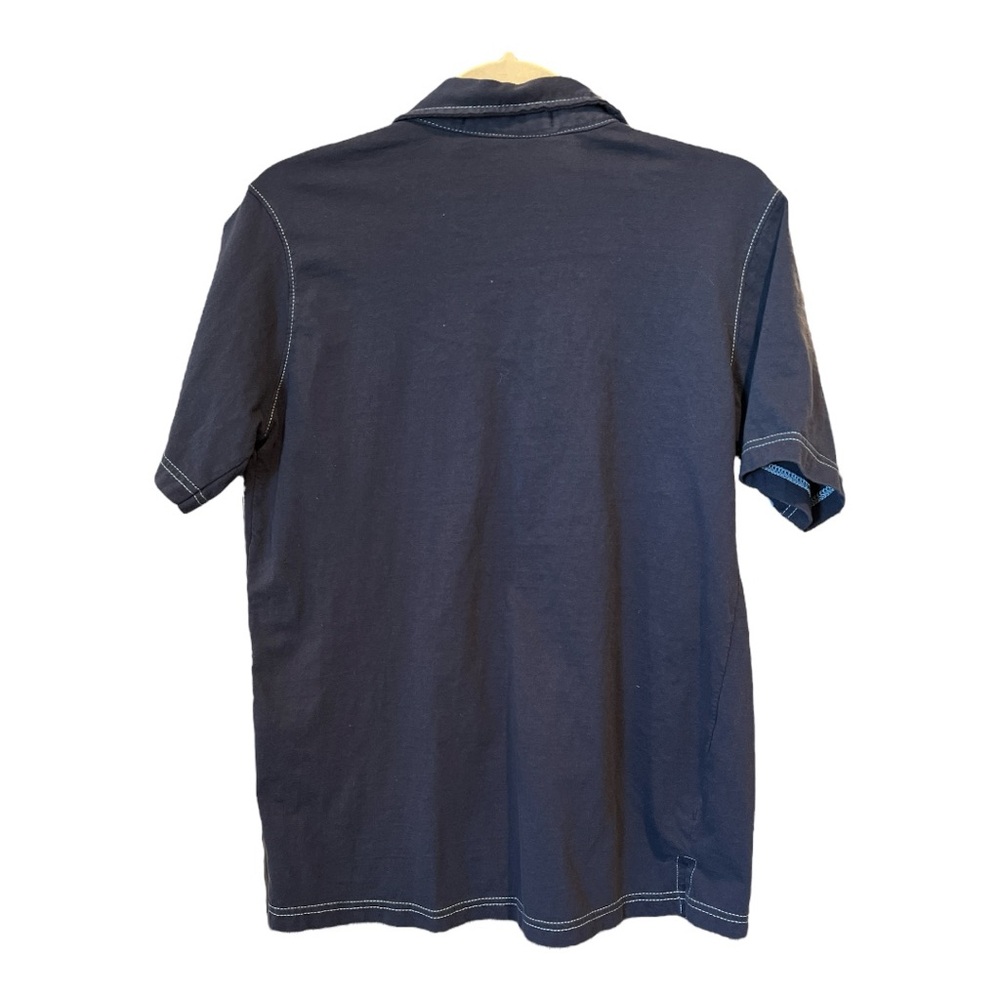 Michael Brandon Navy Blue Collared Short Sleeve Shirt For Men.‎ Size Medium - Picture 2 of 6